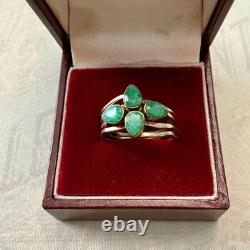 Antique 4-in-1 Ring with Emeralds, Vermeil, and Sterling Silver