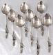 Antique 8 Dessert Spoons Nagasaki Japan Sterling Silver Late 19th Century
