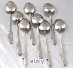 Antique 8 Dessert Spoons NAGASAKI JAPAN STERLING SILVER Late 19th Century