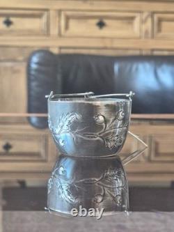Antique 950 sterling silver tea strainer, Minerva hallmark, Art Nouveau