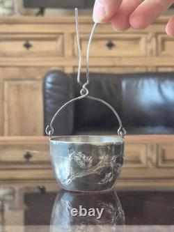 Antique 950 sterling silver tea strainer, Minerva hallmark, Art Nouveau