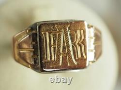Antique Art Deco Silver and Gold Signet Ring T61 Ar