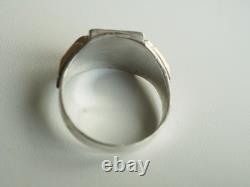 Antique Art Deco Silver and Gold Signet Ring T61 Ar Antique Art Deco Silver and Gold Signet Ring T61 Ar