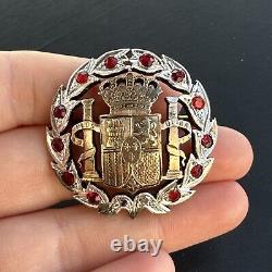 Antique Art Deco Solid Silver Brooch with New Spanish Coin Pieces