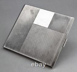 Antique Art Deco solid silver cigarette case, 935 hallmarked, weight 131.8 g