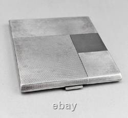 Antique Art Deco solid silver cigarette case, 935 hallmarked, weight 131.8 g
