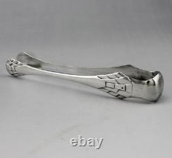 Antique Art Deco solid silver sugar tongs Minerva first standard