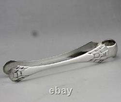 Antique Art Deco solid silver sugar tongs Minerva first standard