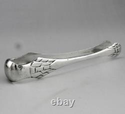 Antique Art Deco solid silver sugar tongs Minerva first standard