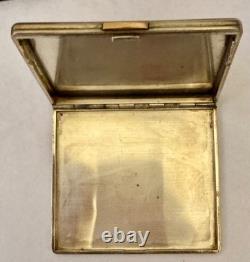 Antique Art Deco sterling silver box with gold clasp, signed Dunhill Paris