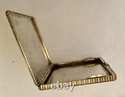 Antique Art Deco sterling silver box with gold clasp, signed Dunhill Paris