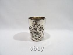 Antique Art Nouveau Cup Goblet Decor Iris Monogram in Solid Silver