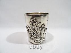 Antique Art Nouveau Cup Goblet Decor Iris Monogram in Solid Silver