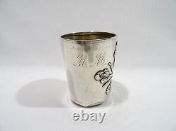 Antique Art Nouveau Cup Goblet Decor Iris Monogram in Solid Silver