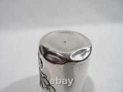 Antique Art Nouveau Cup Goblet Decor Iris Monogram in Solid Silver