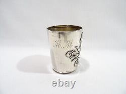 Antique Art Nouveau Cup Goblet Decor Iris Monogram in Solid Silver