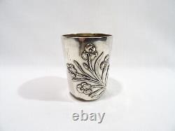 Antique Art Nouveau Cup Goblet Decor Iris Monogram in Solid Silver