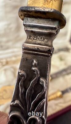Antique Art Nouveau Cutlery Set, Solid Silver Handle Mark 800