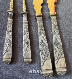 Antique Art Nouveau Cutlery Set, Solid Silver Handle with 800 Hallmark