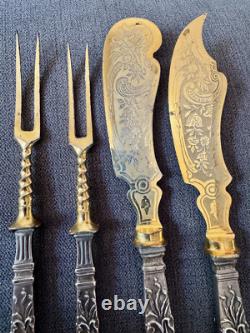 Antique Art Nouveau Cutlery Set, Solid Silver Handle with 800 Hallmark