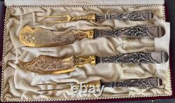 Antique Art Nouveau Cutlery Set, Solid Silver Handle with 800 Hallmark