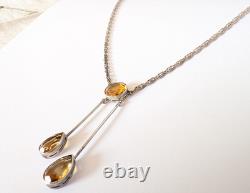 Antique Art Nouveau Negligé Necklace Solid Silver Citrine 1900