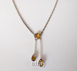 Antique Art Nouveau Negligé Necklace Solid Silver Citrine 1900