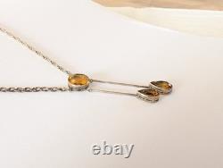 Antique Art Nouveau Negligé Necklace Solid Silver Citrine 1900