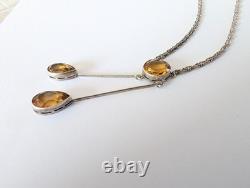 Antique Art Nouveau Negligé Necklace Solid Silver Citrine 1900
