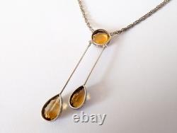 Antique Art Nouveau Negligé Necklace Solid Silver Citrine 1900