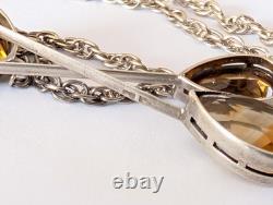 Antique Art Nouveau Negligé Necklace Solid Silver Citrine 1900