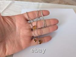 Antique Art Nouveau Negligé Necklace Solid Silver Citrine 1900