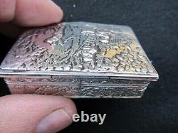 'Antique Art Nouveau Solid Silver Box Candy Box Pill Box Snuff Box'