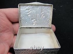 'Antique Art Nouveau Solid Silver Box Candy Box Pill Box Snuff Box'