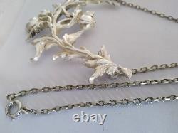 Antique Art Nouveau Solid Silver Floral Plastron Necklace 1900