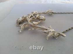 Antique Art Nouveau Solid Silver Floral Plastron Necklace 1900