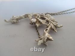 Antique Art Nouveau Solid Silver Floral Plastron Necklace 1900