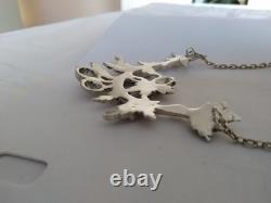 Antique Art Nouveau Solid Silver Floral Plastron Necklace 1900