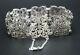 Antique Art Nouveau Xix Century Cuff Bracelet In Solid Silver Set With Marcasites