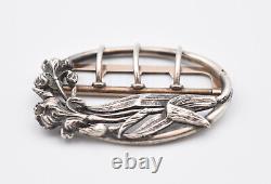 Antique Art Nouveau silver belt buckle iris boar's head hallmark