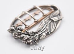 Antique Art Nouveau silver belt buckle iris boar's head hallmark