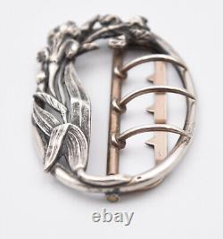 Antique Art Nouveau silver belt buckle iris boar's head hallmark