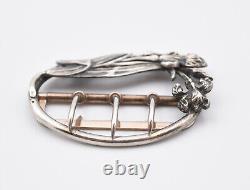 Antique Art Nouveau silver belt buckle iris boar's head hallmark