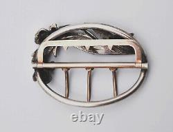 Antique Art Nouveau silver belt buckle iris boar's head hallmark