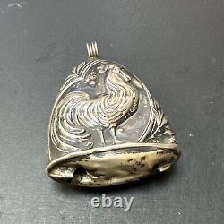 Antique Baby Rattle Art Deco Art Nouveau In Solid Silver Rooster