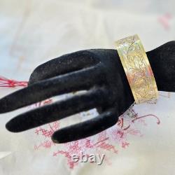 Antique Bangle Bracelet / 19th-Century Antique Jewelry in Silver and Vermeil