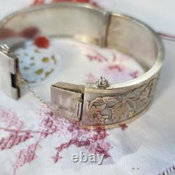 Antique Bangle Bracelet / 19th-Century Antique Jewelry in Silver and Vermeil
