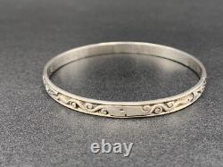 Antique Basque solid silver bangle bracelet with motto