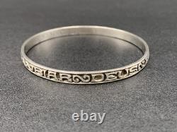 Antique Basque solid silver bangle bracelet with motto