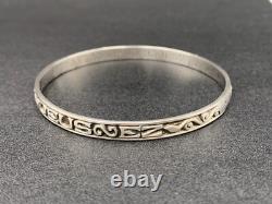 Antique Basque solid silver bangle bracelet with motto